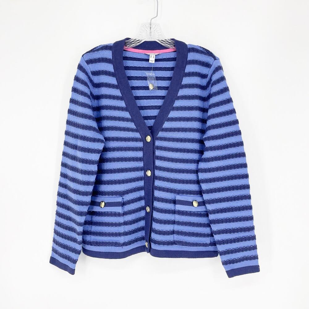Isaac Mizrahi Button Front Stripe Sweater Size Medium